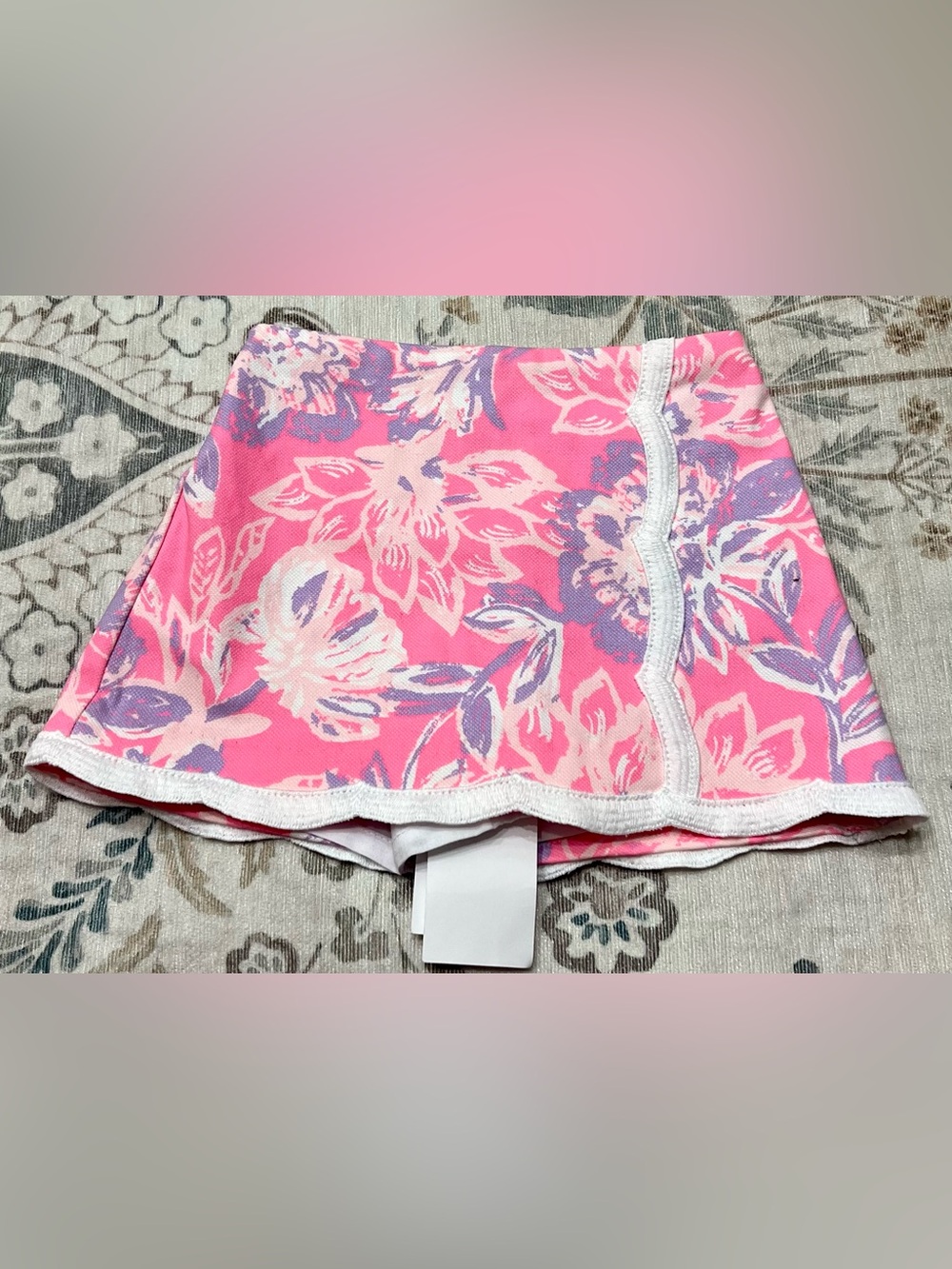 NWT Lilly Pulitzer Girl’s Mini Michelina Skort Rousseau Pink Zen Garden XS 2/3 - Picture 2 of 7